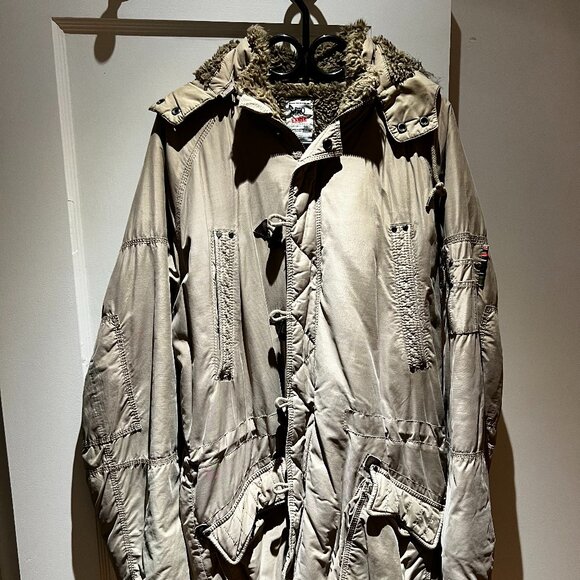 Triple Five Soul Hooded Winter Jacket    Tan Beige Brown   Vintage – Circa 2003 - Picture 1 of 13